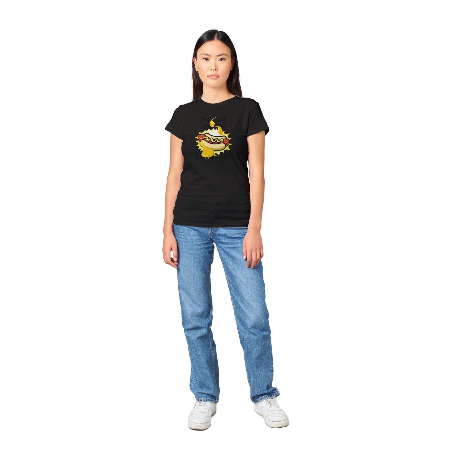 Heavyweight Unisex Crewneck T-shirt "Hotdog Eating Shirt"