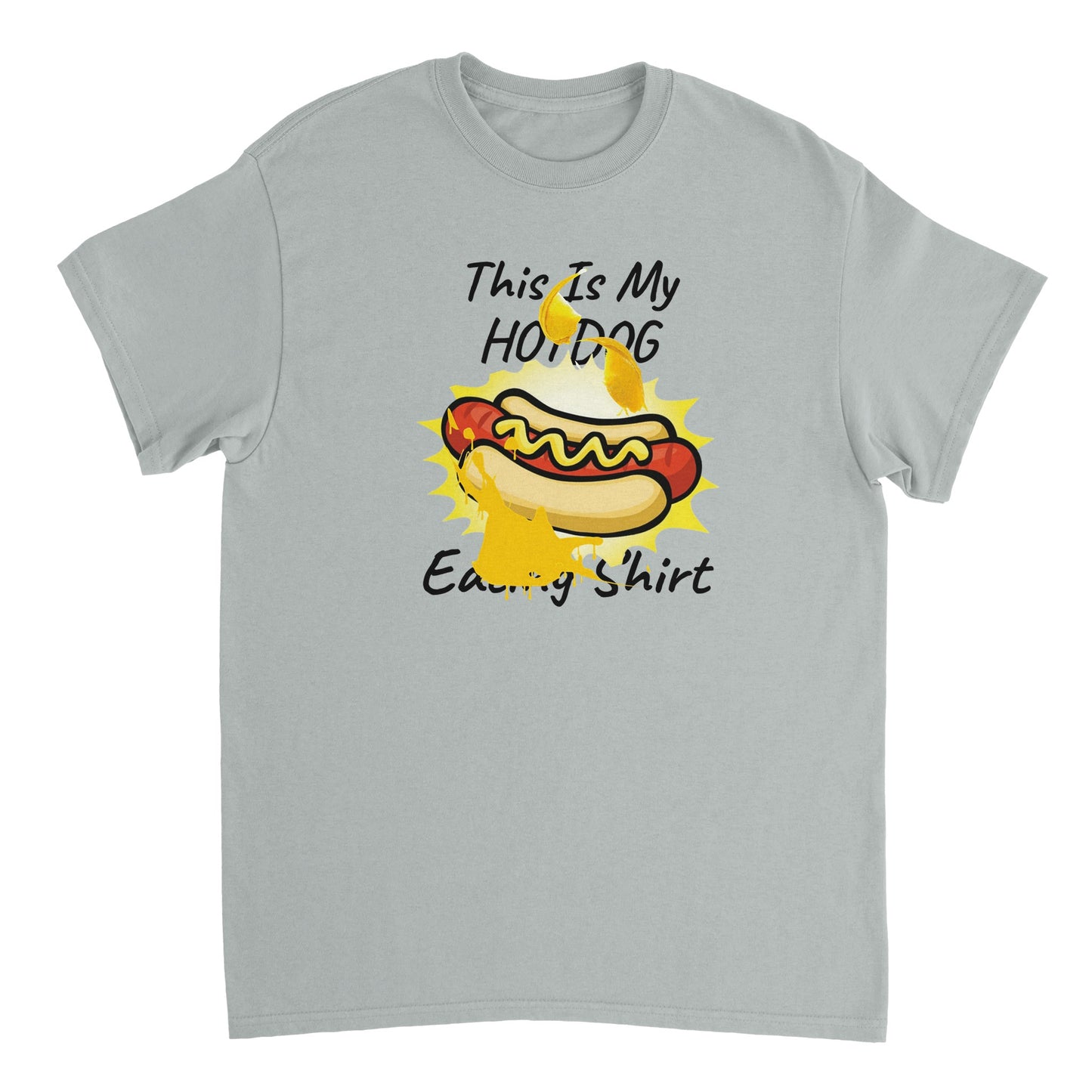 Heavyweight Unisex Crewneck T-shirt "Hotdog Eating Shirt"